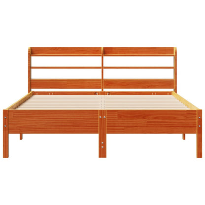 Bed Frame without Mattress Wax Brown 140x190 cm Solid Wood Pine
