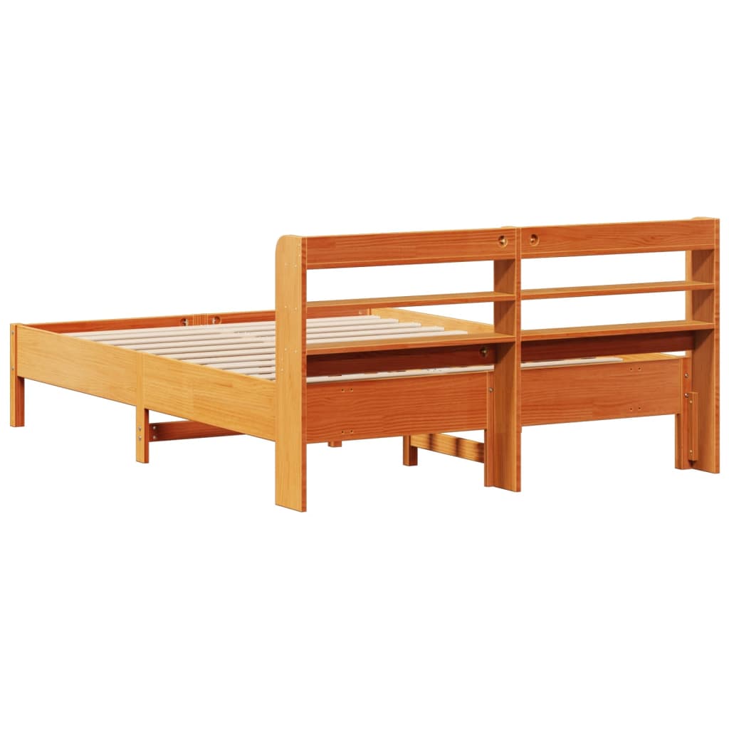 Bed Frame without Mattress Wax Brown 140x190 cm Solid Wood Pine