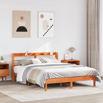Bed Frame without Mattress Wax Brown 140x190 cm Solid Wood Pine