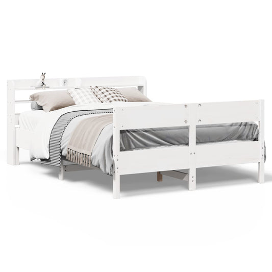 Bed Frame without Mattress White 140x200 cm Solid Wood Pine