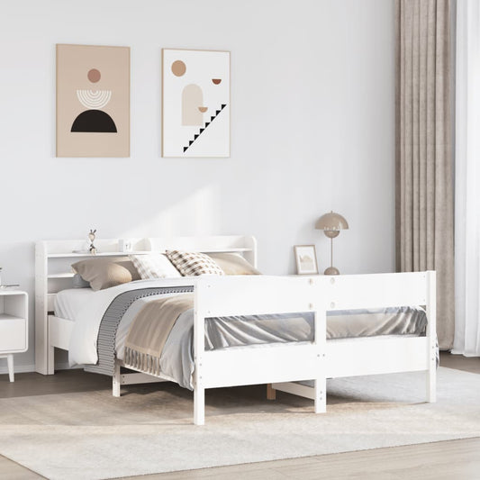 Bed Frame without Mattress White 140x200 cm Solid Wood Pine