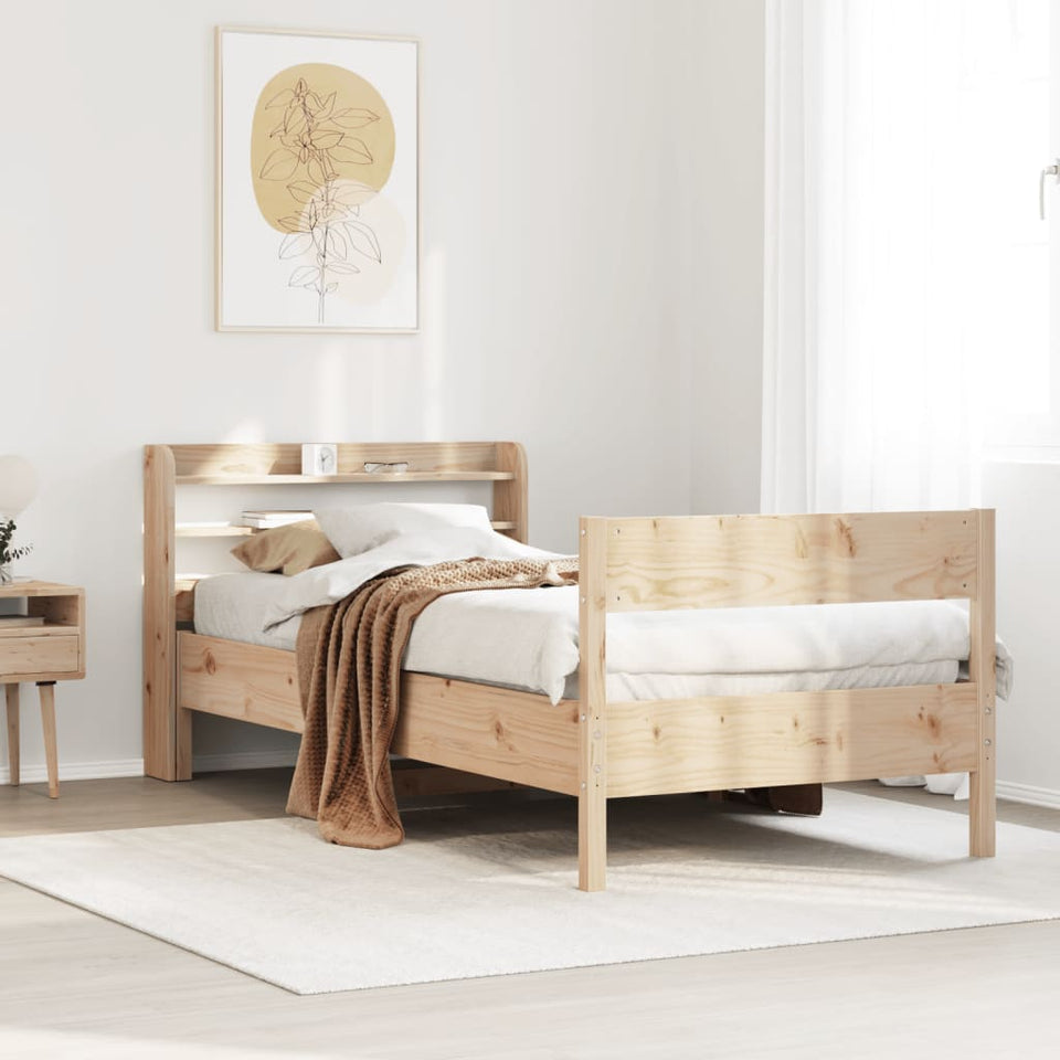 Bed Frame with Headboard 100x200 cm Solid Wood Pine