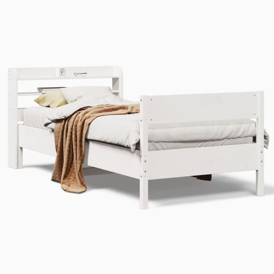 Bed Frame without Mattress White 90x200 cm Solid Wood Pine