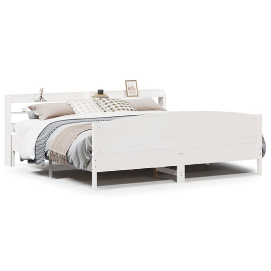 Bed Frame without Mattress White 180x200 cm Super King Solid Wood Pine
