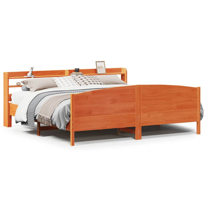 Bed Frame without Mattress Wax Brown 180x200 cm Super King Solid Wood Pine