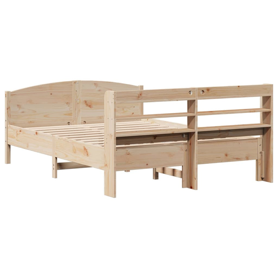 Bed Frame with Headboard 160x200 cm Solid Wood Pine