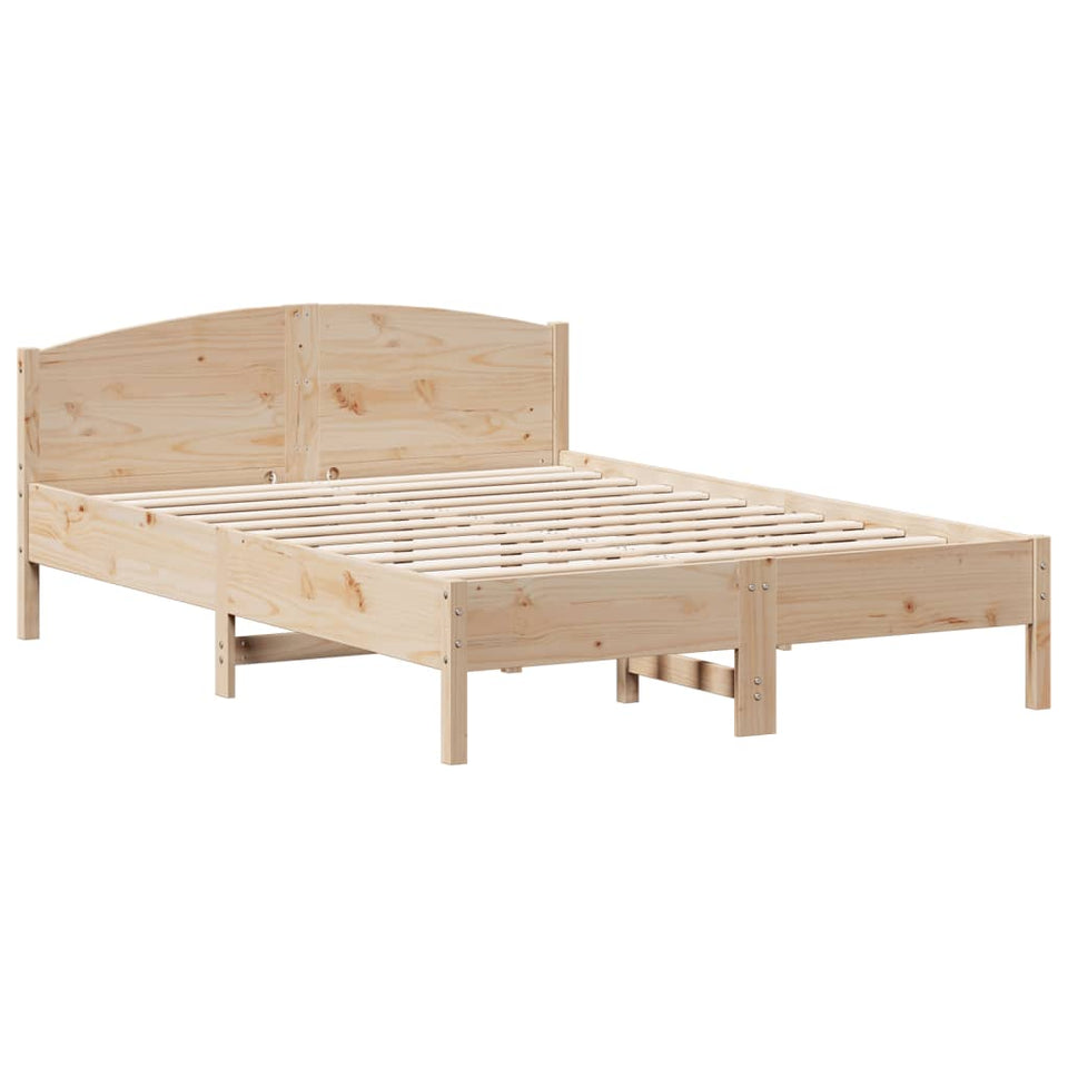 Bed Frame with Headboard 160x200 cm Solid Wood Pine