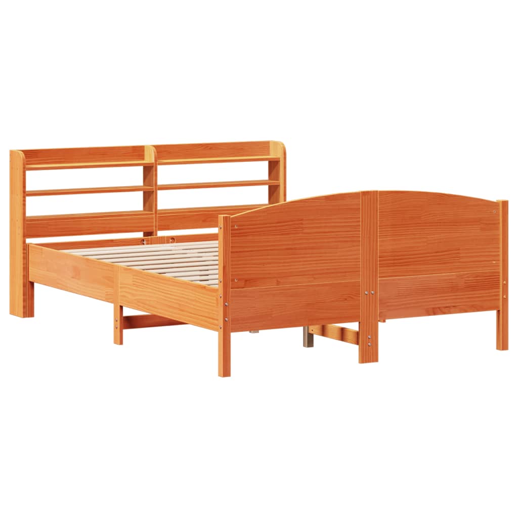 Bed Frame without Mattress Wax Brown 160x200 cm Solid Wood Pine