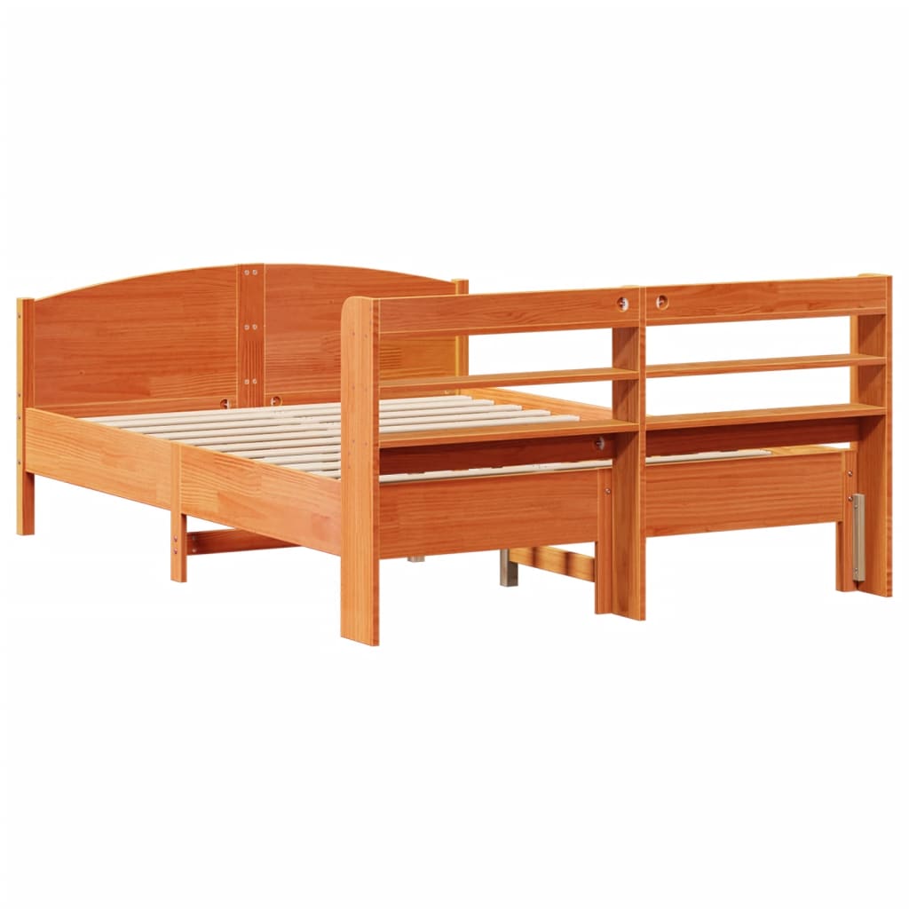 Bed Frame without Mattress Wax Brown 160x200 cm Solid Wood Pine