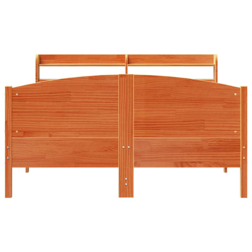 Bed Frame without Mattress Wax Brown 150x200 cm King Size Solid Wood Pine