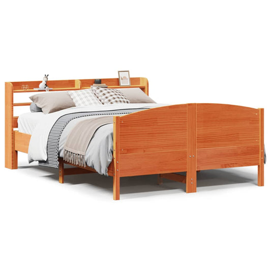 Bed Frame without Mattress Wax Brown 135x190 cm Solid Wood Pine