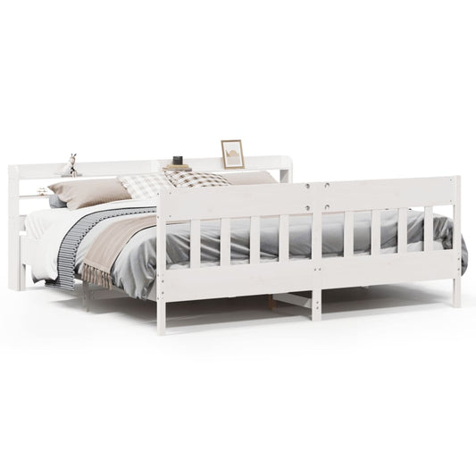 Bed Frame without Mattress White 200x200 cm Solid Wood Pine