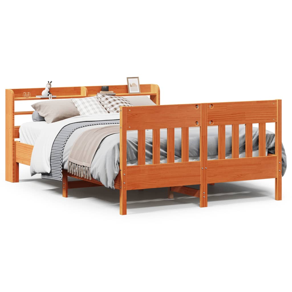 Bed Frame without Mattress Wax Brown 160x200 cm Solid Wood Pine