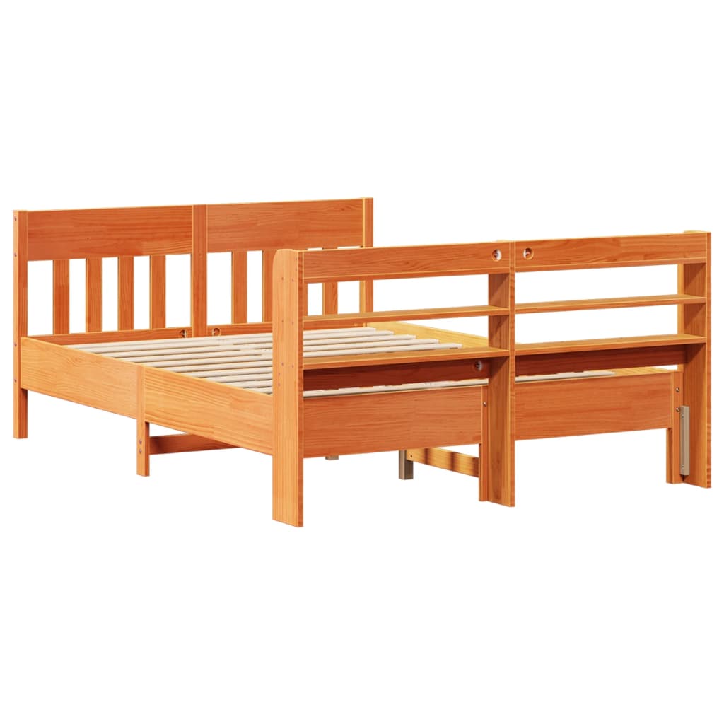 Bed Frame without Mattress Wax Brown 160x200 cm Solid Wood Pine