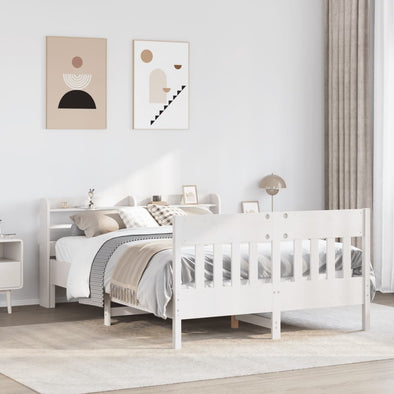 Bed Frame without Mattress White 140x200 cm Solid Wood Pine