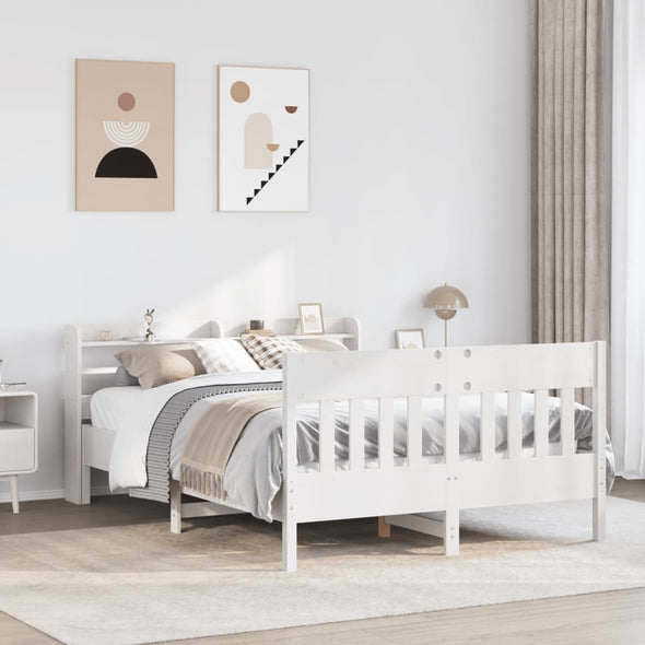 Bed Frame without Mattress White 140x200 cm Solid Wood Pine