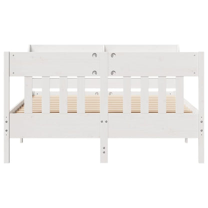 Bed Frame without Mattress White 135x190 cm Double Solid Wood Pine