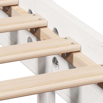Bed Frame without Mattress White 135x190 cm Double Solid Wood Pine