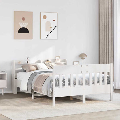 Bed Frame without Mattress White 135x190 cm Double Solid Wood Pine