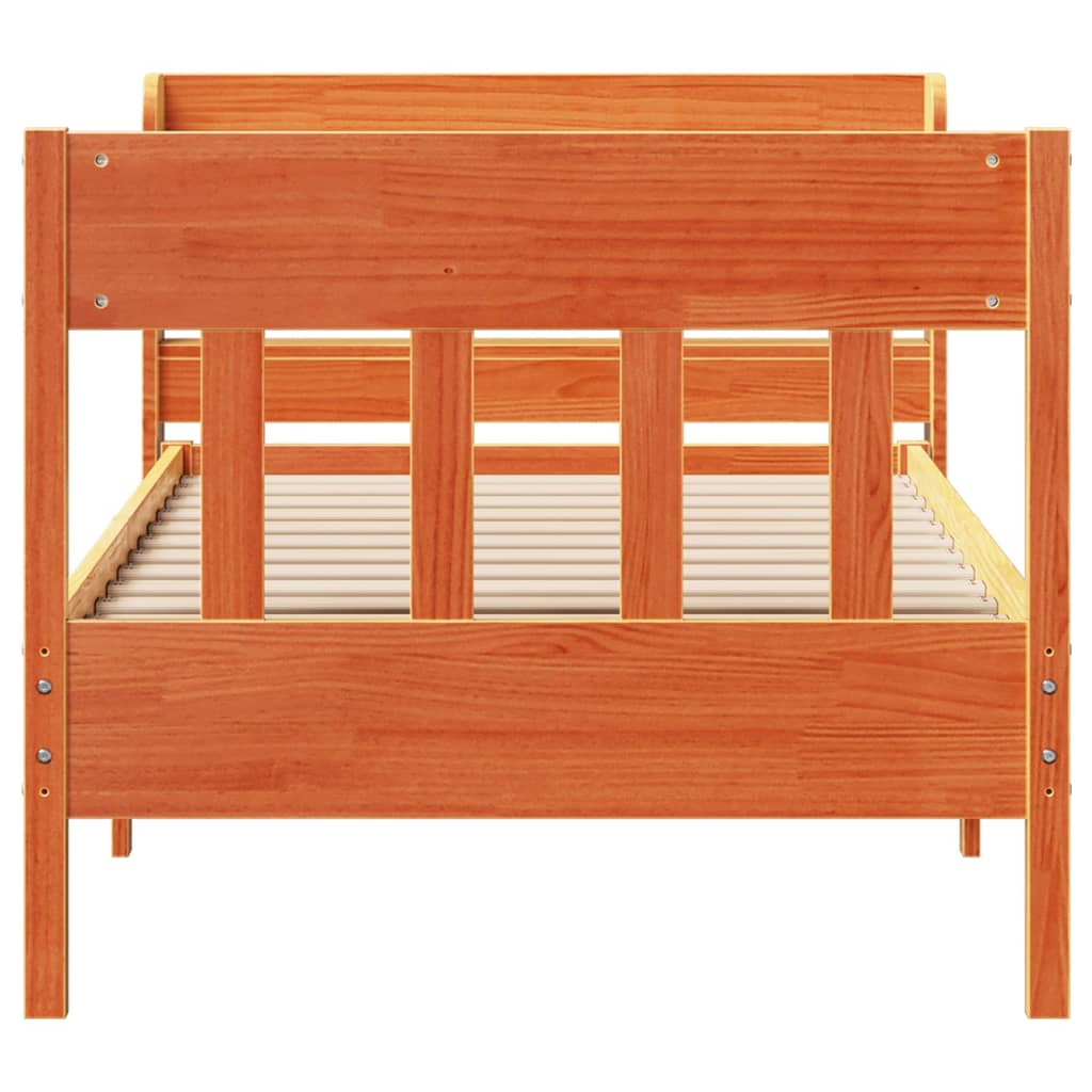 Bed Frame without Mattress Wax Brown 75x190 cm Small Single Solid Wood Pine