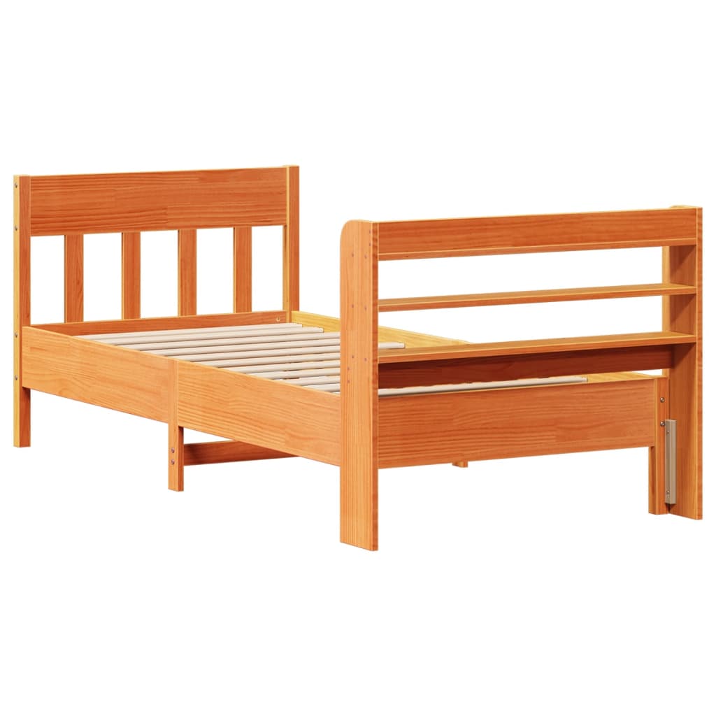 Bed Frame without Mattress Wax Brown 75x190 cm Small Single Solid Wood Pine