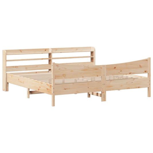Bed Frame with Headboard 200x200 cm Solid Wood Pine
