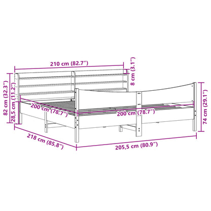 Bed Frame with Headboard 200x200 cm Solid Wood Pine