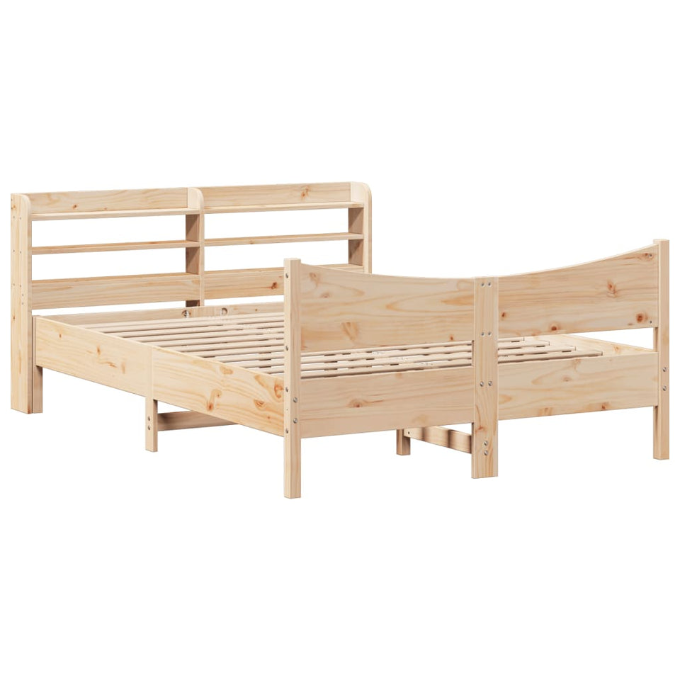 Bed Frame with Headboard 150x200 cm King Size Solid Wood Pine