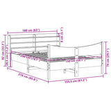 Bed Frame with Headboard 150x200 cm King Size Solid Wood Pine