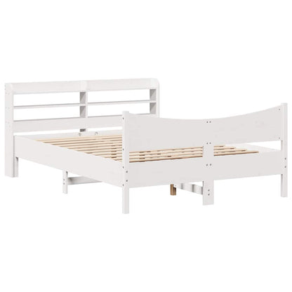 Bed Frame with Headboard White 150x200 cm King Size Solid Wood Pine