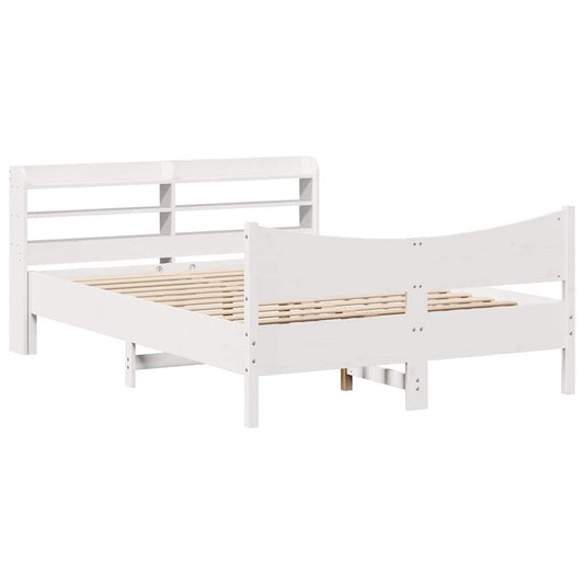 Bed Frame with Headboard White 150x200 cm King Size Solid Wood Pine