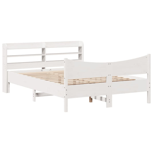 Bed Frame with Headboard White 140x200 cm Solid Wood Pine