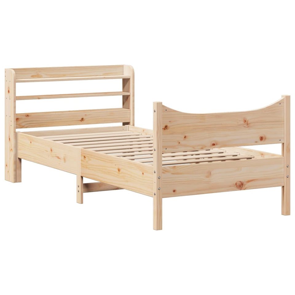 Bed Frame with Headboard 90x200 cm Solid Wood Pine