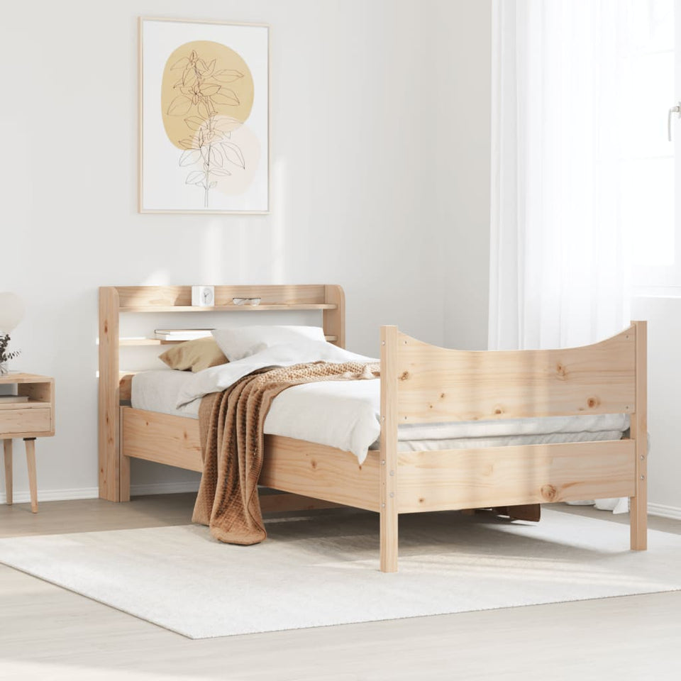 Bed Frame with Headboard 90x200 cm Solid Wood Pine