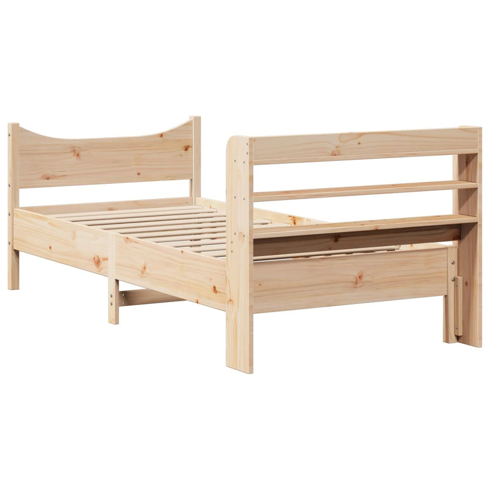 Bed Frame with Headboard 90x200 cm Solid Wood Pine