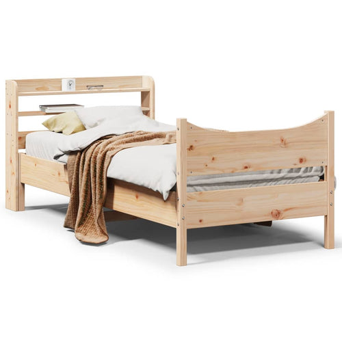 Bed Frame with Headboard 90x200 cm Solid Wood Pine