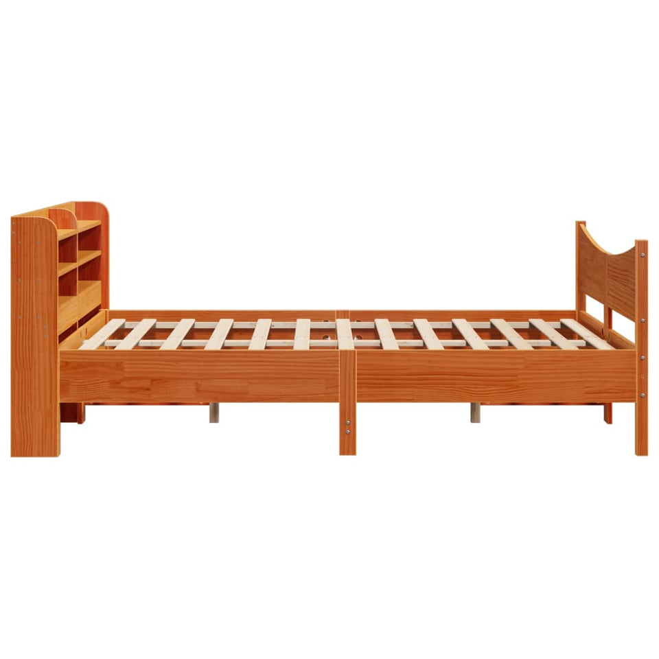 Bed Frame with Headboard Wax Brown 140x190 cm Solid Wood Pine