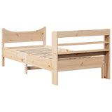 Bed Frame with Headboard 90x190 cm Single Solid Wood Pine