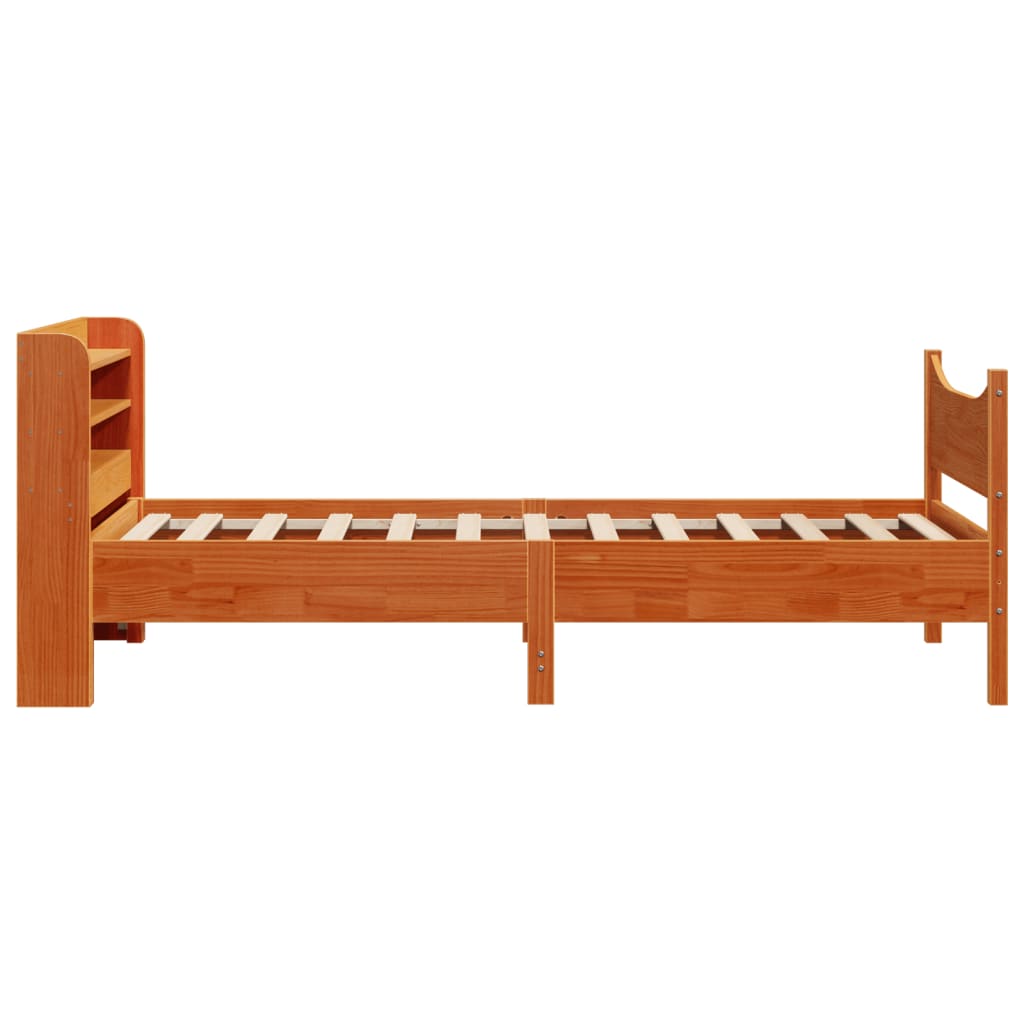 Bed Frame with Headboard Wax Brown 75x190 cm Small Single Solid Wood Pine