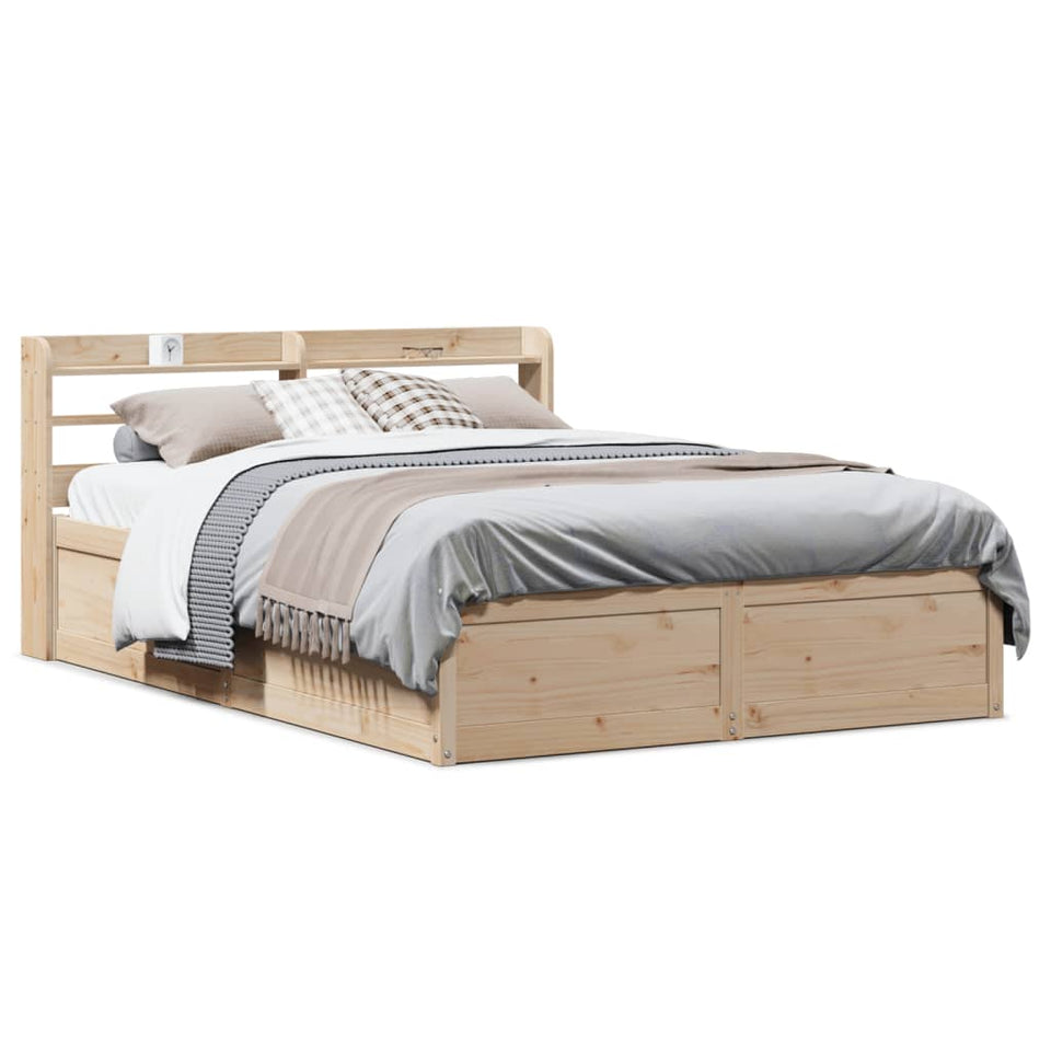 Bed Frame with Headboard 160x200 cm Solid Wood Pine