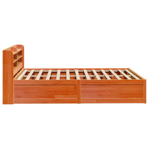 Bed Frame with Headboard Wax Brown 120x200 cm Solid Wood Pine