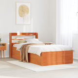 Bed Frame with Headboard Wax Brown 100x200 cm Solid Wood Pine