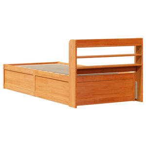 Bed Frame with Headboard Wax Brown 100x200 cm Solid Wood Pine