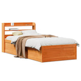 Bed Frame with Headboard Wax Brown 100x200 cm Solid Wood Pine