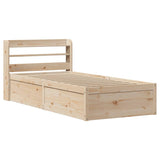 Bed Frame with Headboard 90x200 cm Solid Wood Pine