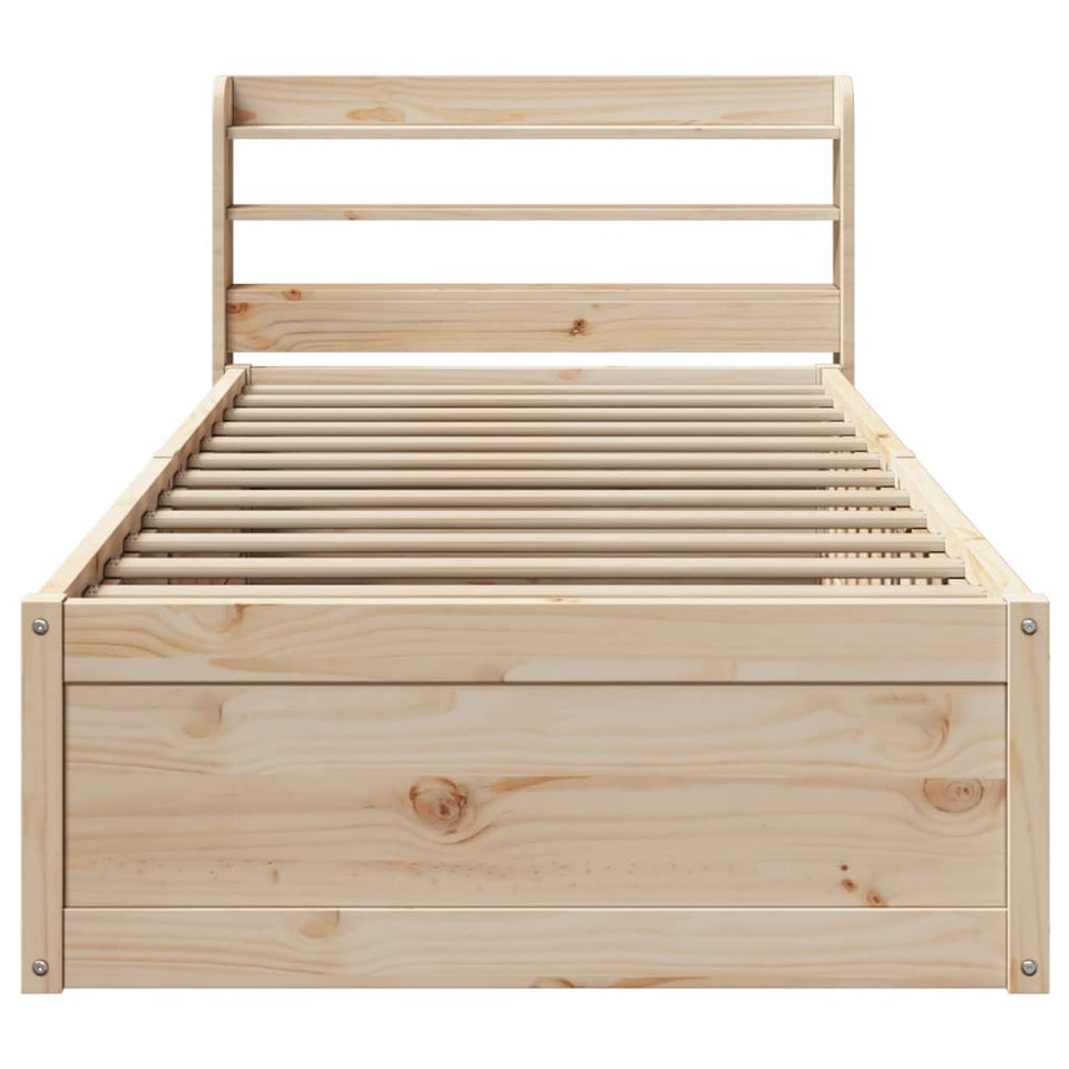 Bed Frame with Headboard 90x200 cm Solid Wood Pine