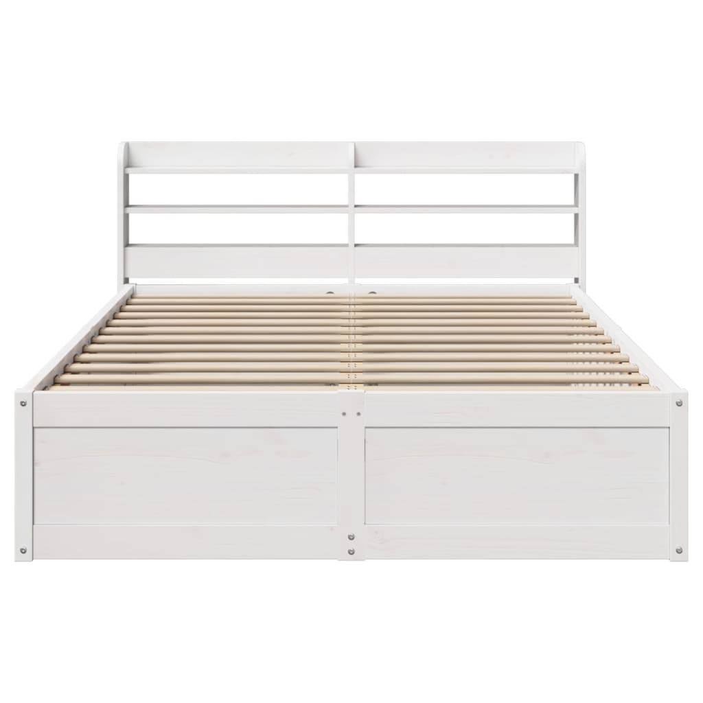 Bed Frame with Headboard White 140x190 cm Solid Wood Pine