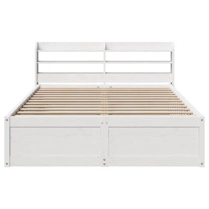 Bed Frame with Headboard White 140x190 cm Solid Wood Pine