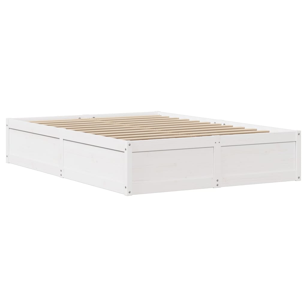 Bed Frame with Headboard White 140x190 cm Solid Wood Pine