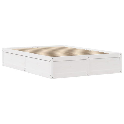 Bed Frame with Headboard White 140x190 cm Solid Wood Pine